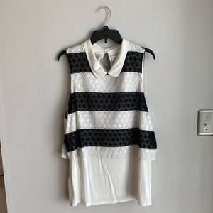 Elle Size XXL Layered Lace Collar Top.